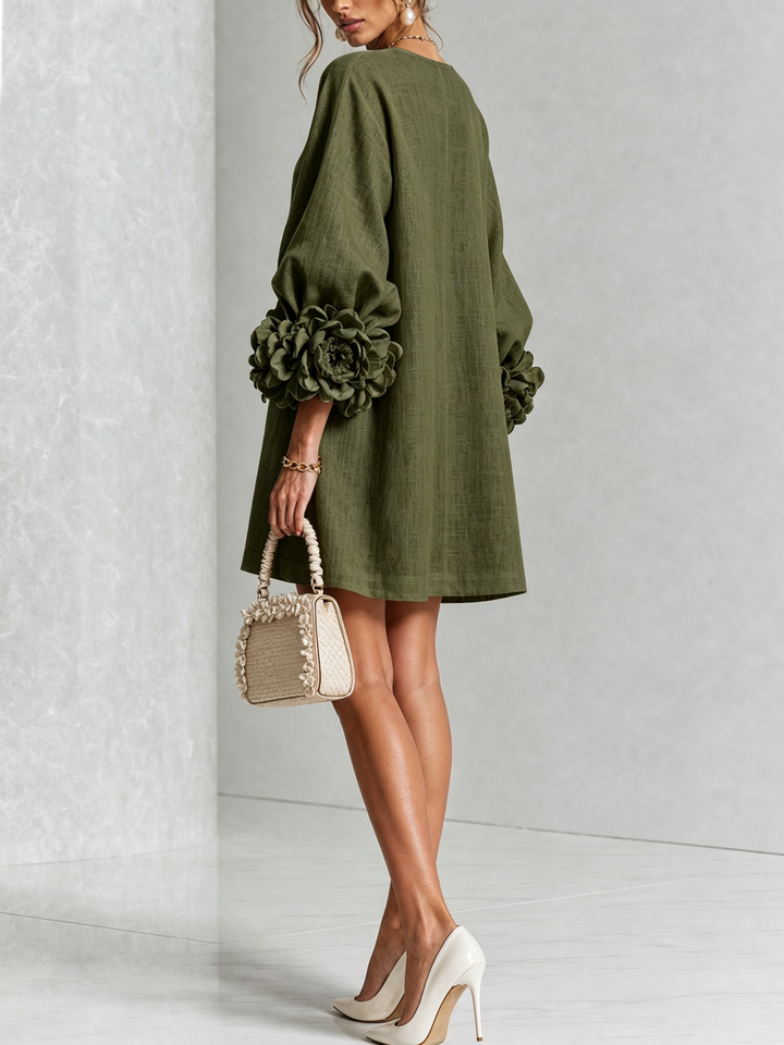 Marisela™ | Short Dress with Flower Cuffs