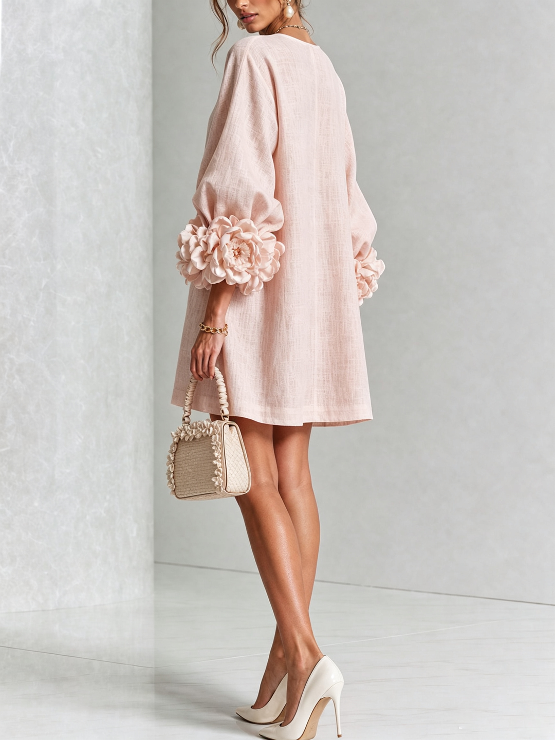 Marisela™ | Short Dress with Flower Cuffs