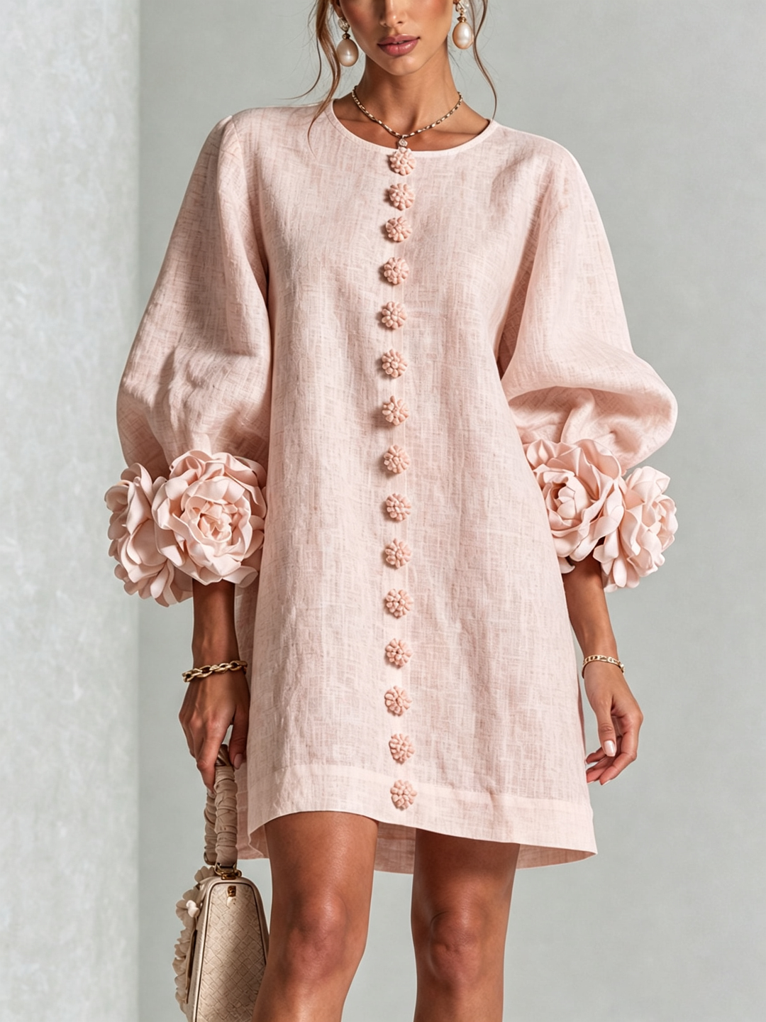 Marisela™ | Short Dress with Flower Cuffs