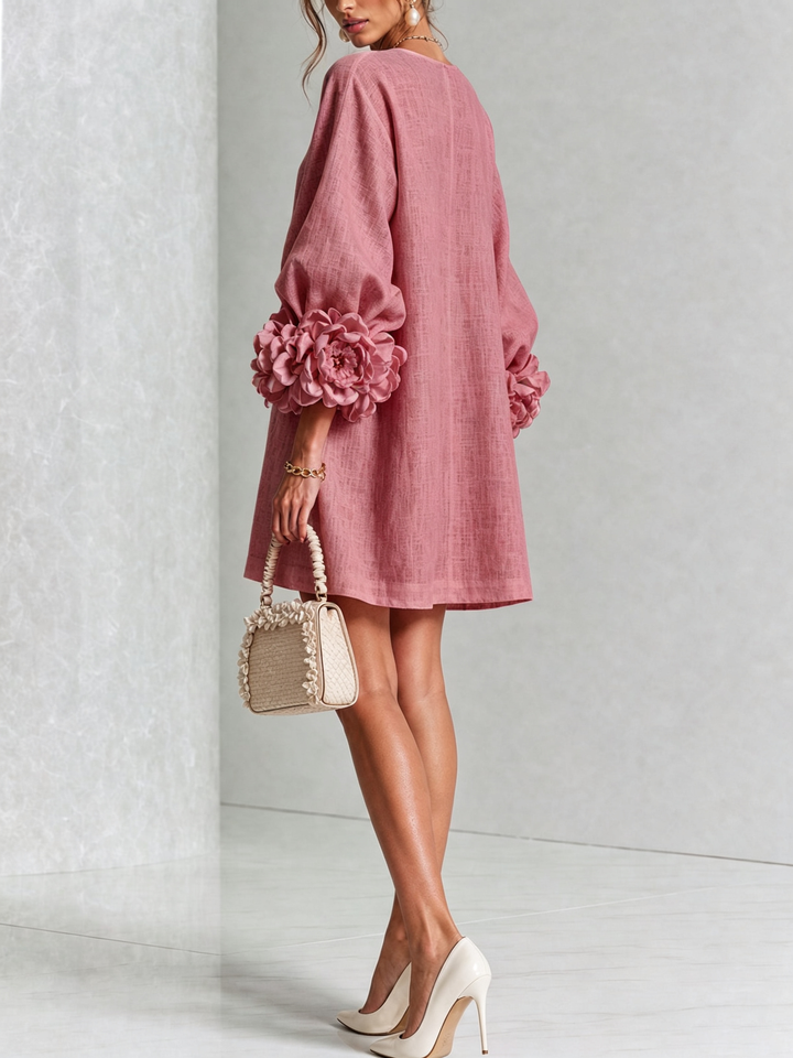 Marisela™ | Short Dress with Flower Cuffs