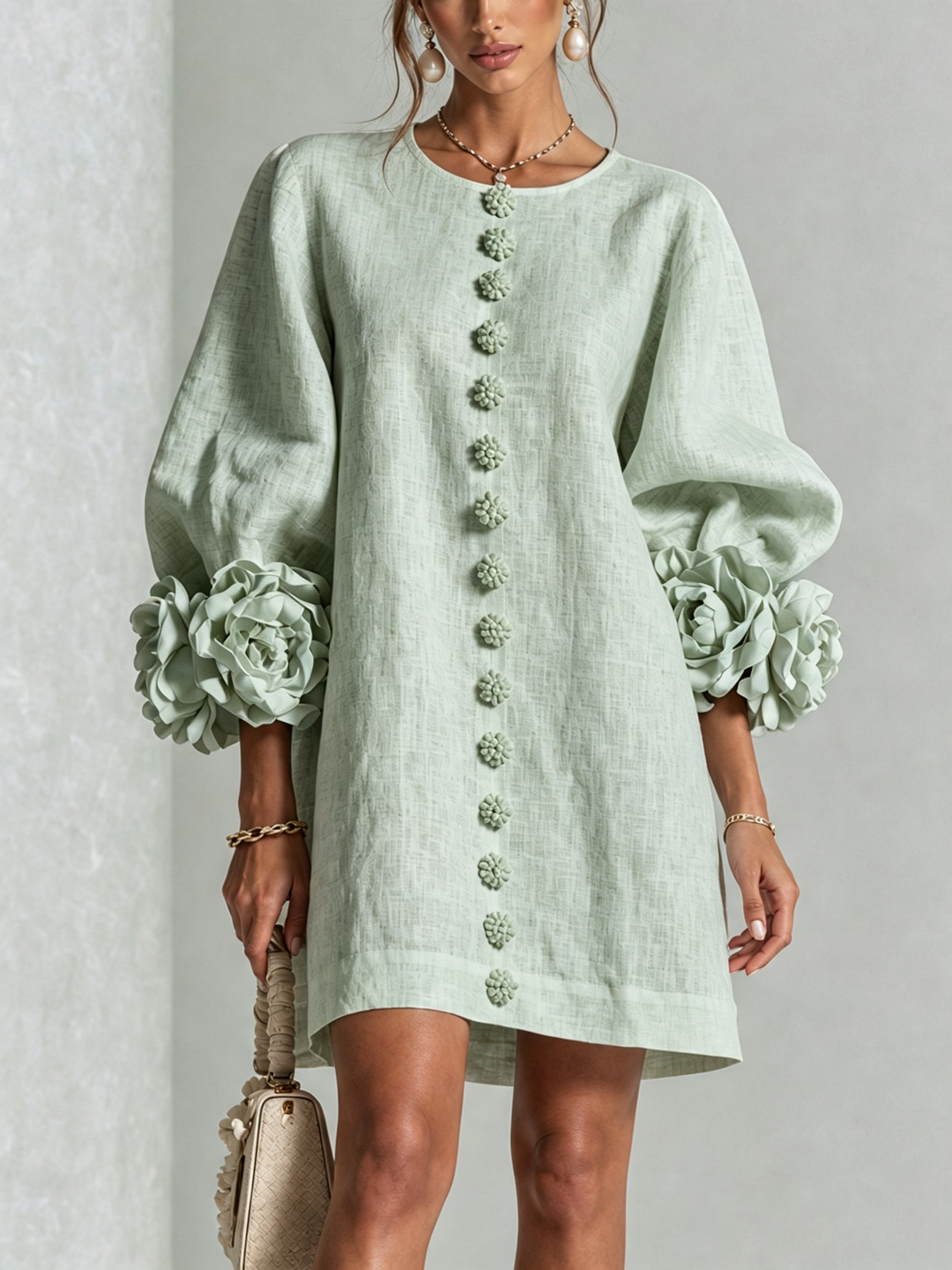 Marisela™ | Short Dress with Flower Cuffs