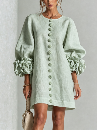 Marisela™ | Short Dress with Flower Cuffs