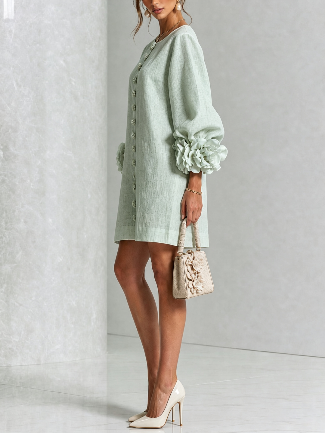 Marisela™ | Short Dress with Flower Cuffs