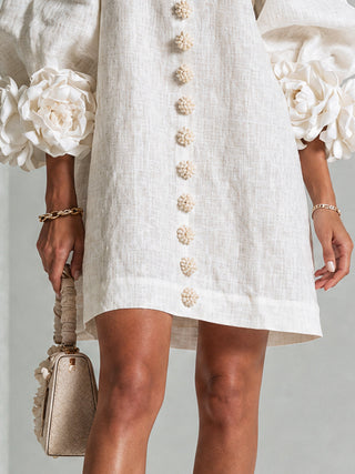 Marisela™ | Short Dress with Flower Cuffs