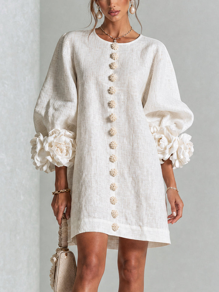 Marisela™ | Short Dress with Flower Cuffs