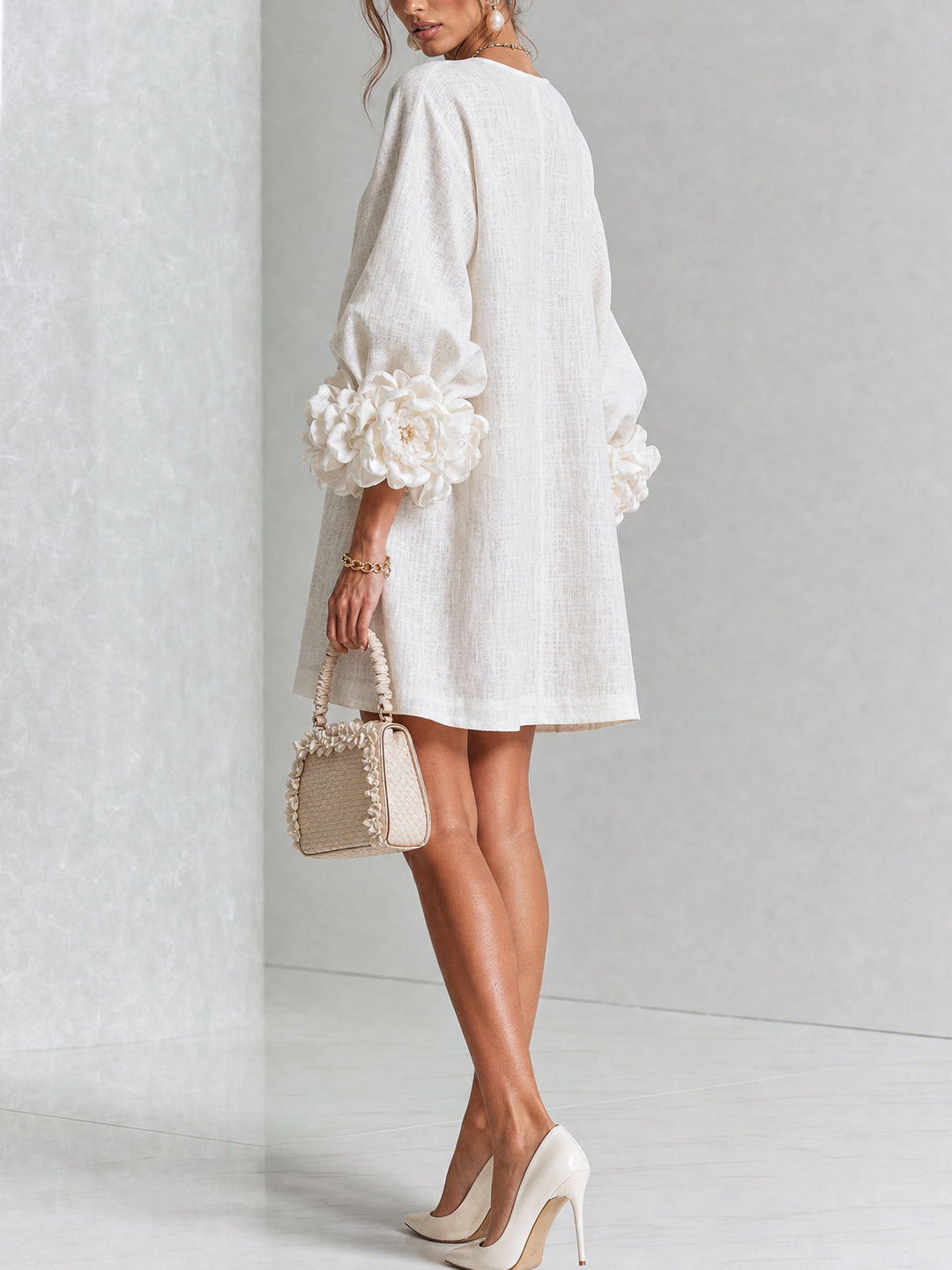 Marisela™ | Short Dress with Flower Cuffs