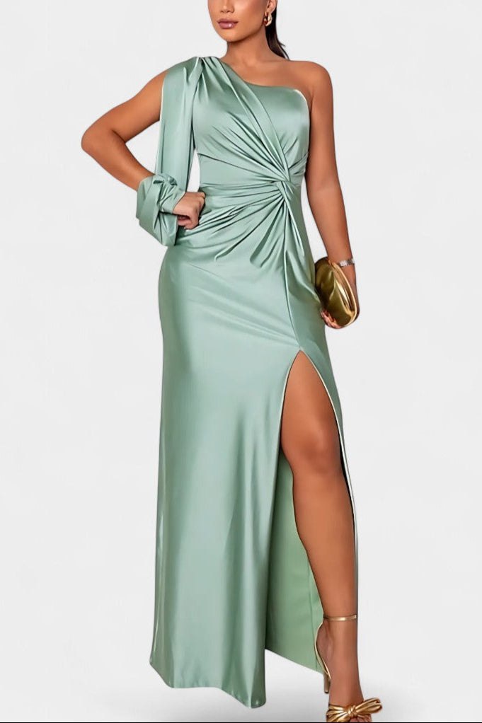 Charlotte Asymmetrical Draped One-Shoulder Dress