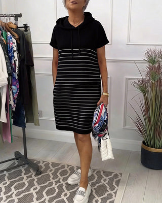 Gabriela™ | Vestido Casual con Capucha y Rayas de Punto