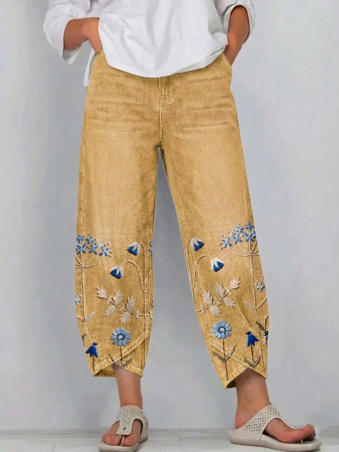 Brígida™ | Pantalón Casual con Bordado Floral
