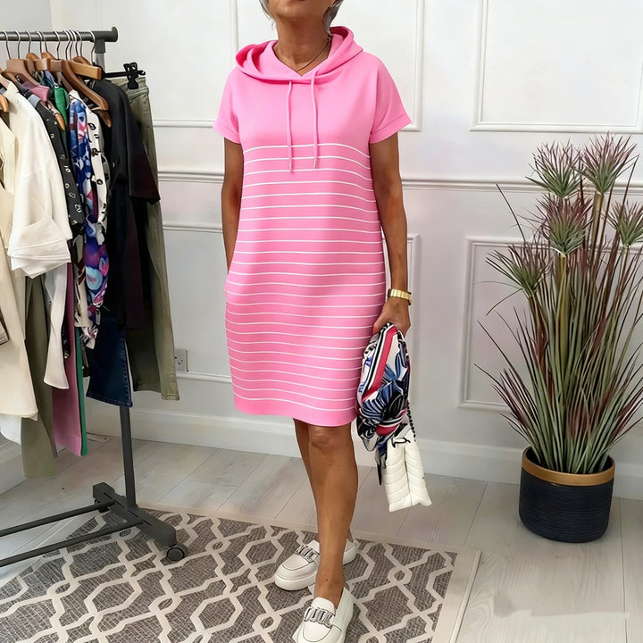 Gabriela™ | Vestido Casual con Capucha y Rayas de Punto
