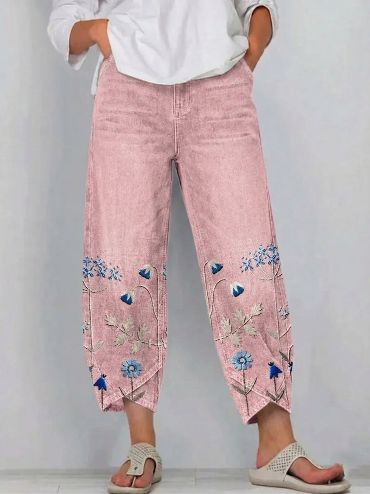 Brígida™ | Pantalón Casual con Bordado Floral