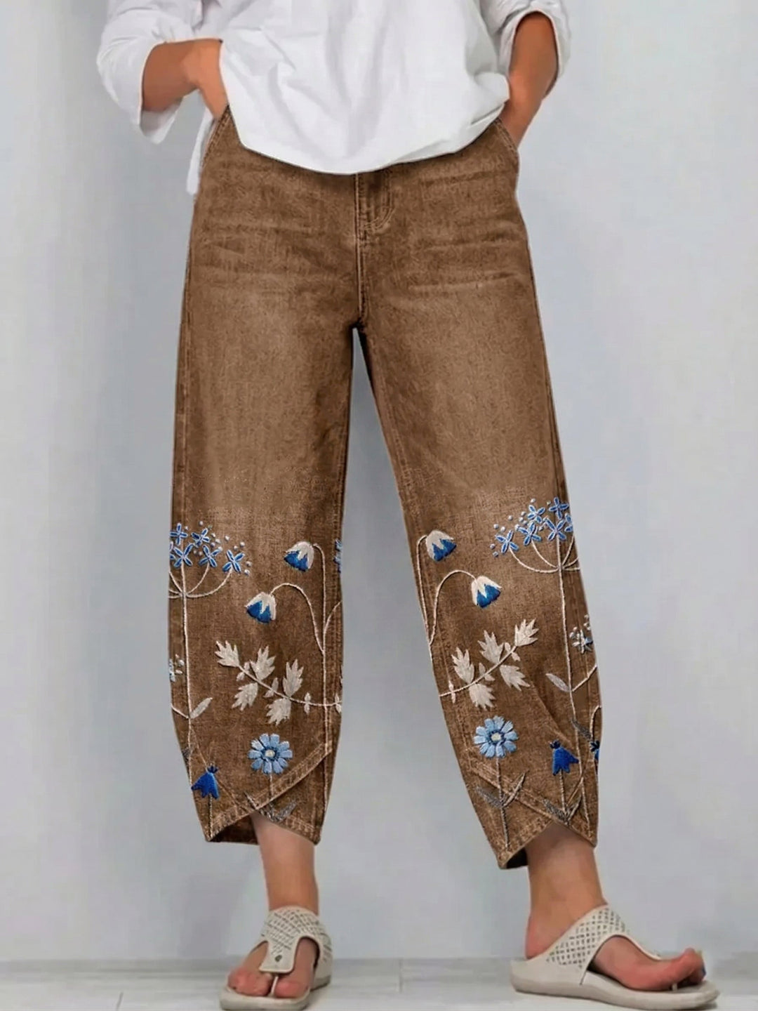 Brígida™ | Pantalón Casual con Bordado Floral