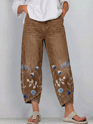 Brígida™ | Pantalón Casual con Bordado Floral