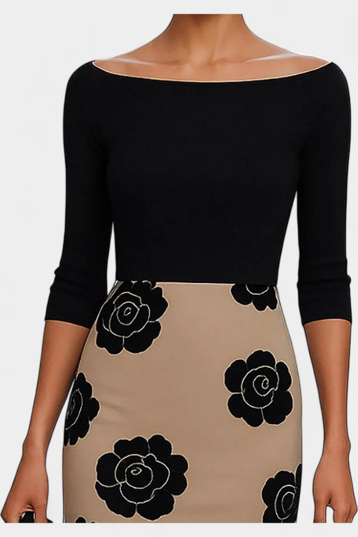 Halsey Midi Dress Elegance Contrasted