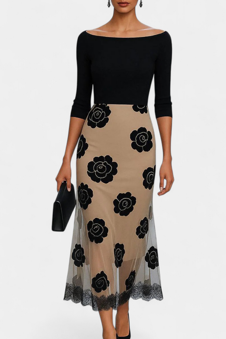 Halsey Midi Dress Elegance Contrasted