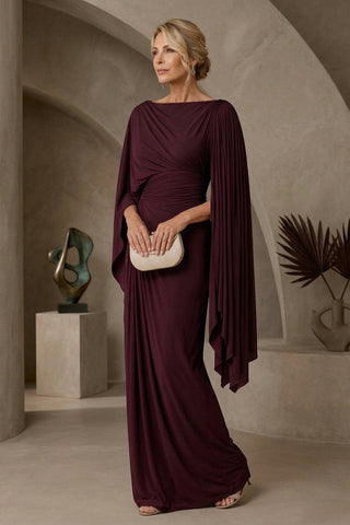 Almudena™ | Vestido Largo Plisado con Manga Capa